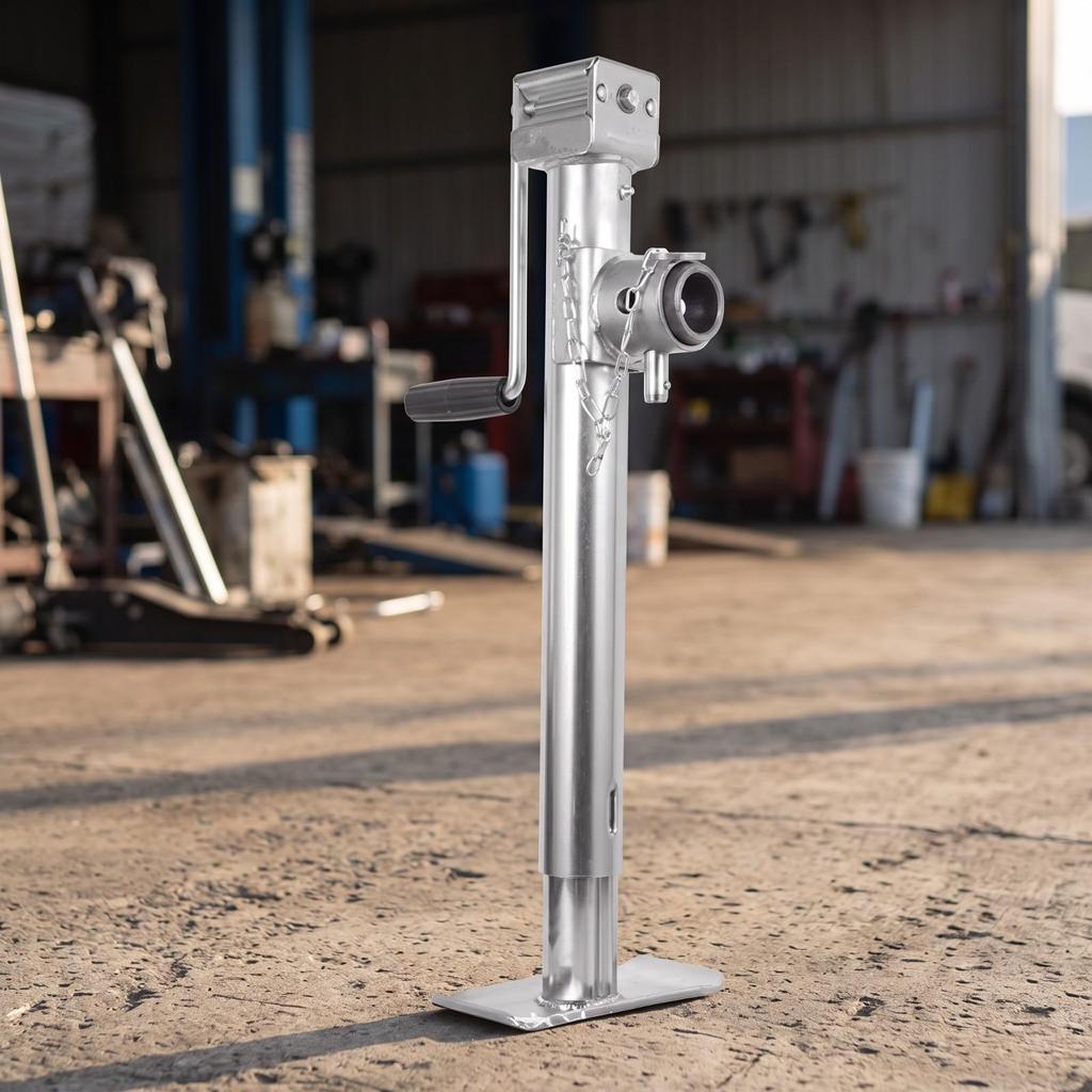 Resistant Trailer Jack Leg | Manual, with Foot Plate, Adjustable,
