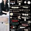 Adjustable Pearl Brooch Set for Waist Tightening and Clothes Fixing