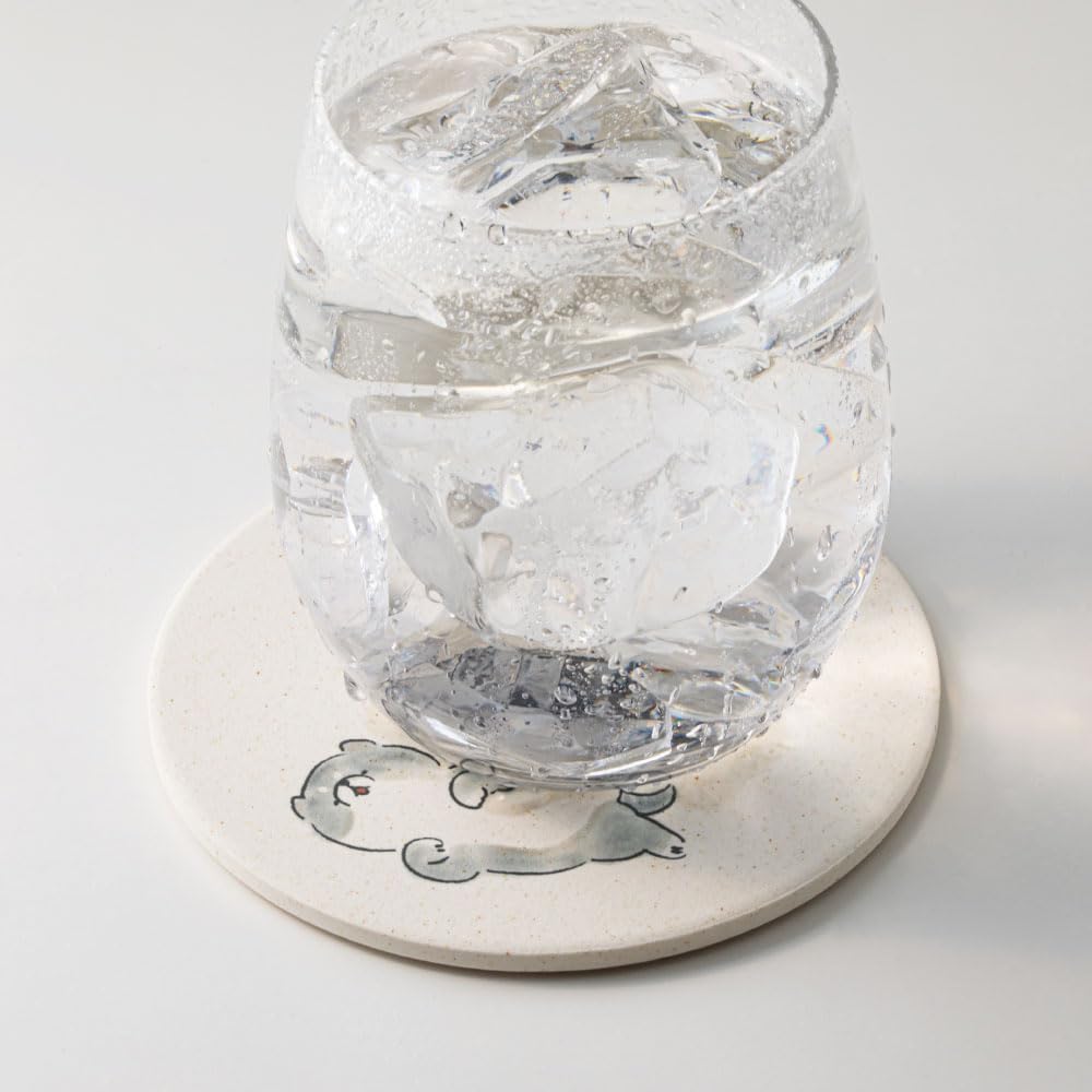 &NE Ceramic Diatomaceous Earth Coaster, "Mameshiba" (Ground), 9.7cm Diameter x 0.6cm Thick, Absorbent Coaster, Made in Japan, Mino Ware,