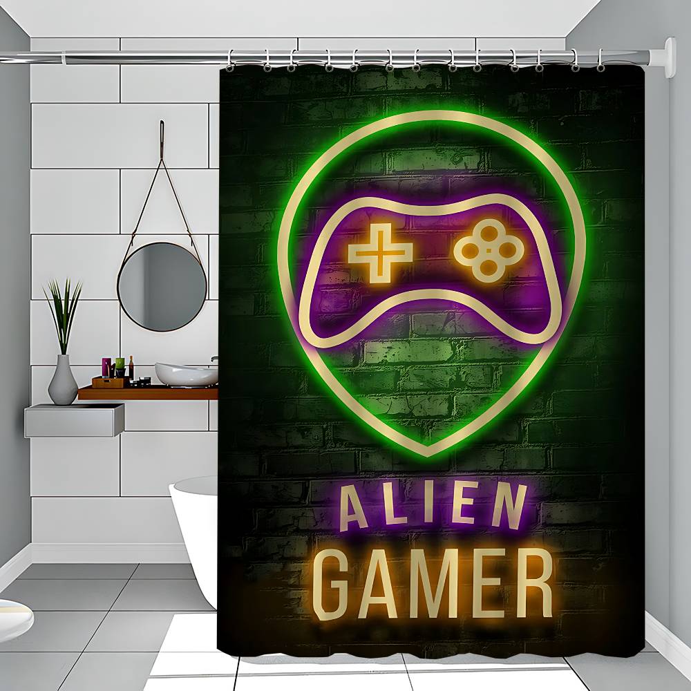 Gaming Poster Just One More Game Retro Shower Curtains 180cm Polyester Modern Style Bathroom Curtain With Hooks Shower Curtain