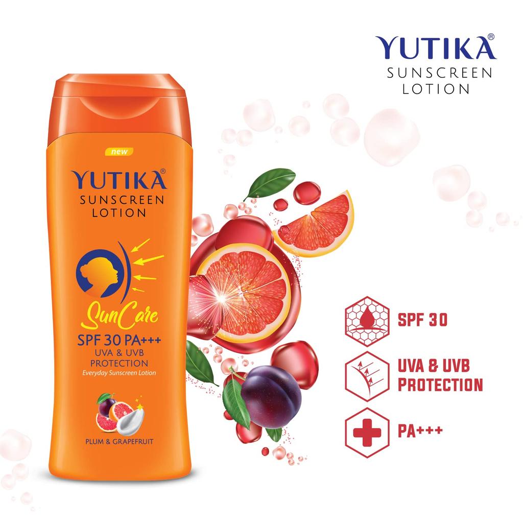 Yutika Sunscreen Lotion SPF 30 PA+++ for Men and Women 300ml Non-Greasy Sun Cream All Skin Types
