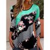 Vibrant Floral Crew Neck Long Sleeve T-Shirt Fashion Pattern Women Clothing Casual Y2k Clothes