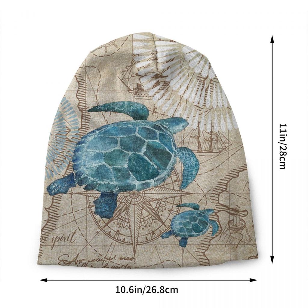 Custom Ocean Sea Turtle Skullies Beanies Caps Streetwear Winter Warm Unisex Women Knit Hats Unisex Adult Bonnet Hats