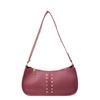 Womens Vintage Rivet Moto Style Shoulder Bag Crossbody With Wide Strap Design