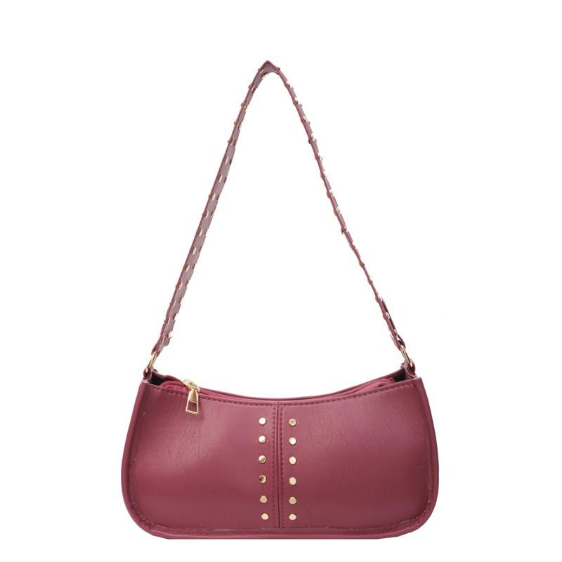 Womens Vintage Rivet Moto Style Shoulder Bag Crossbody With Wide Strap Design