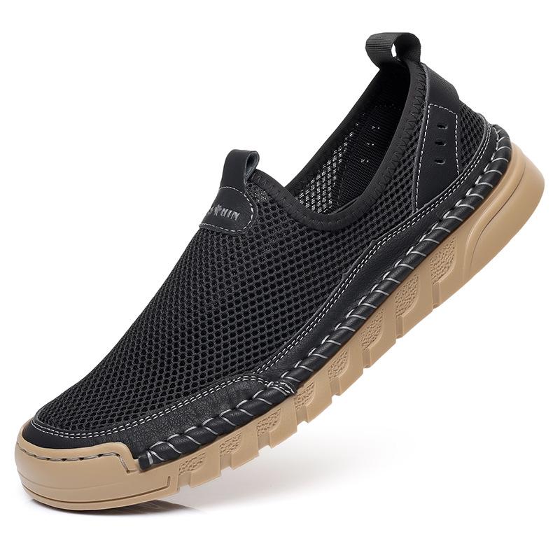 New Men's Doudou Shoes Hollow Mesh Casual Shoes Breathable Hand-stitched Driving Shoes Men's Daily Versatile Single Shoes