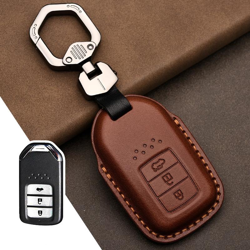 Leather Car Key Case Cover Shell for Honda Civic Accord Fit Hrv Crv Jazz City Protector