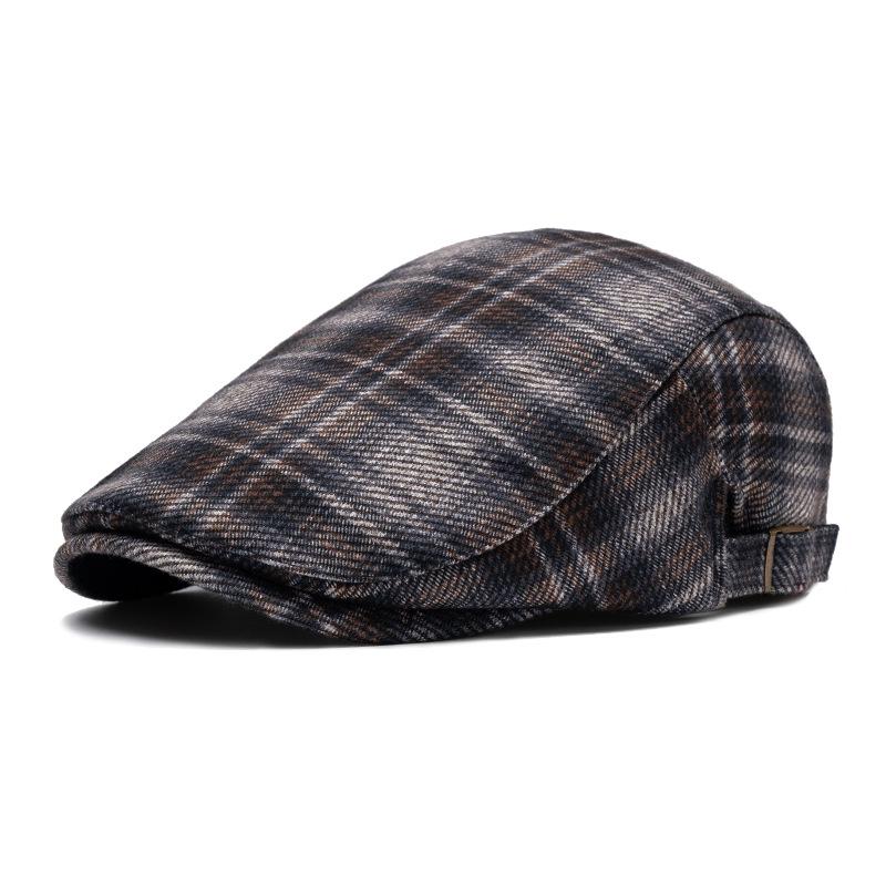 British Style Plaid Duckbill Beret - Unisex Winter Warmth Adjustable