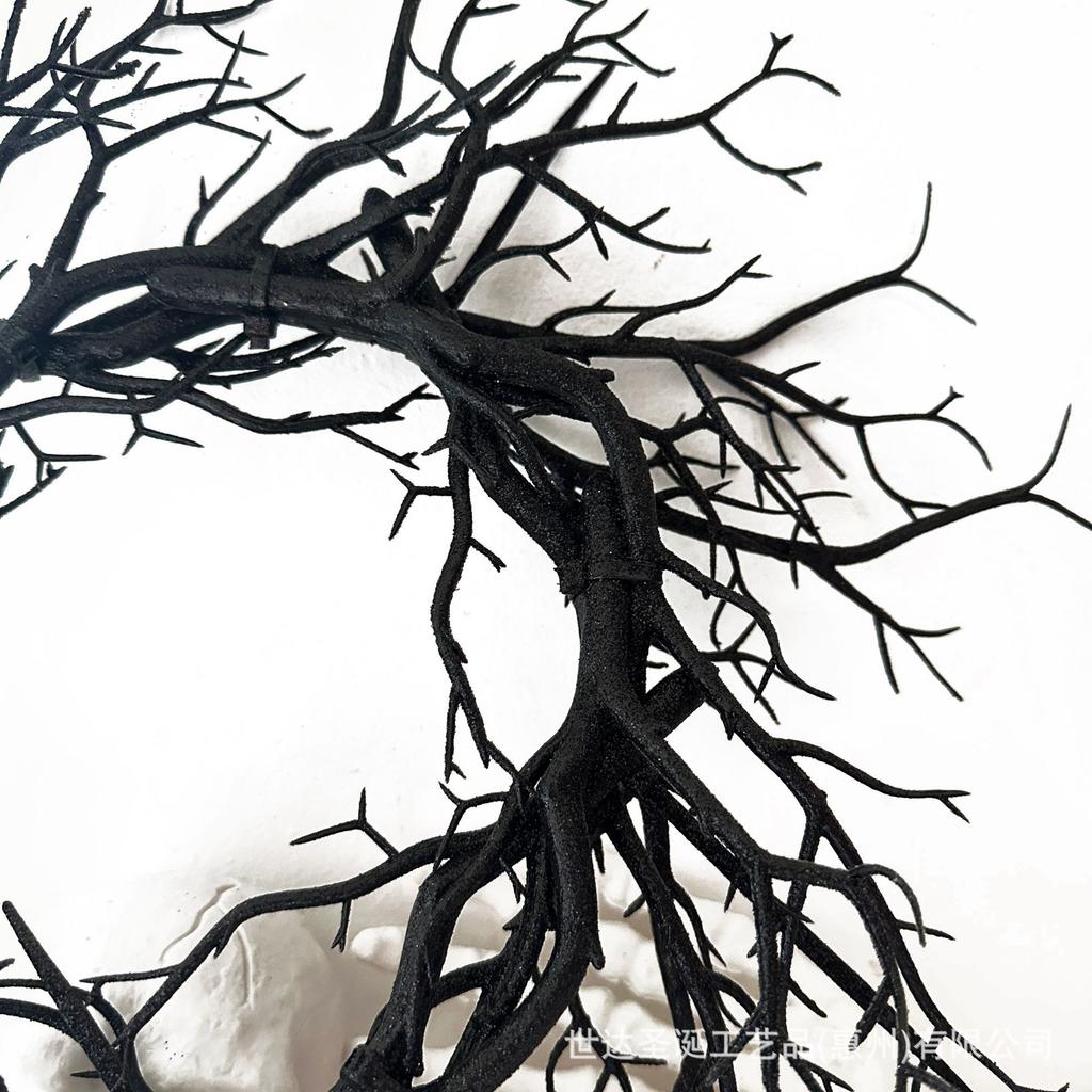 Halloween Wreath Decoration for Front Door LED Light Purple red Glitter Black Branch Scary Style Home Indoor Outdoor Party Decor