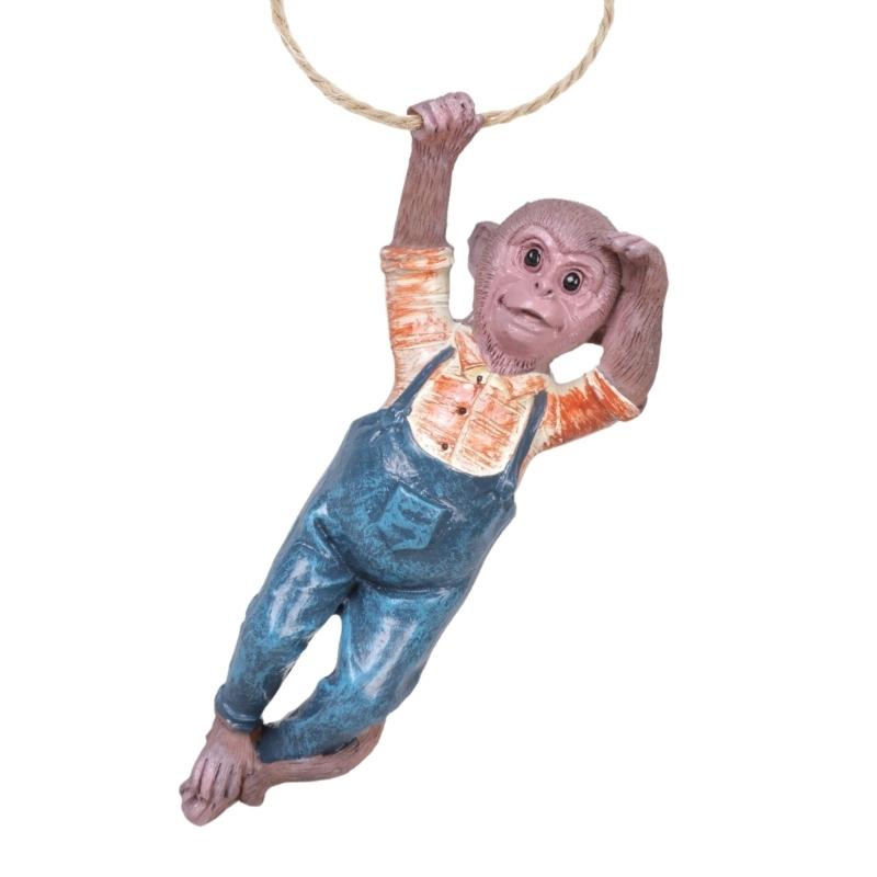 652F Monkey Miniature Statue Garden Decors Resin Animal Sculpture Hanging Ornament Outdoor Statues for Yard Lawn Accessories