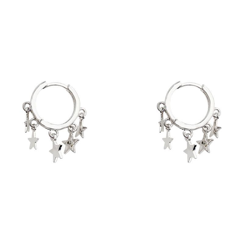 S925 Silver Needle Korean Star Earrings - Simple Trendy Design for Women