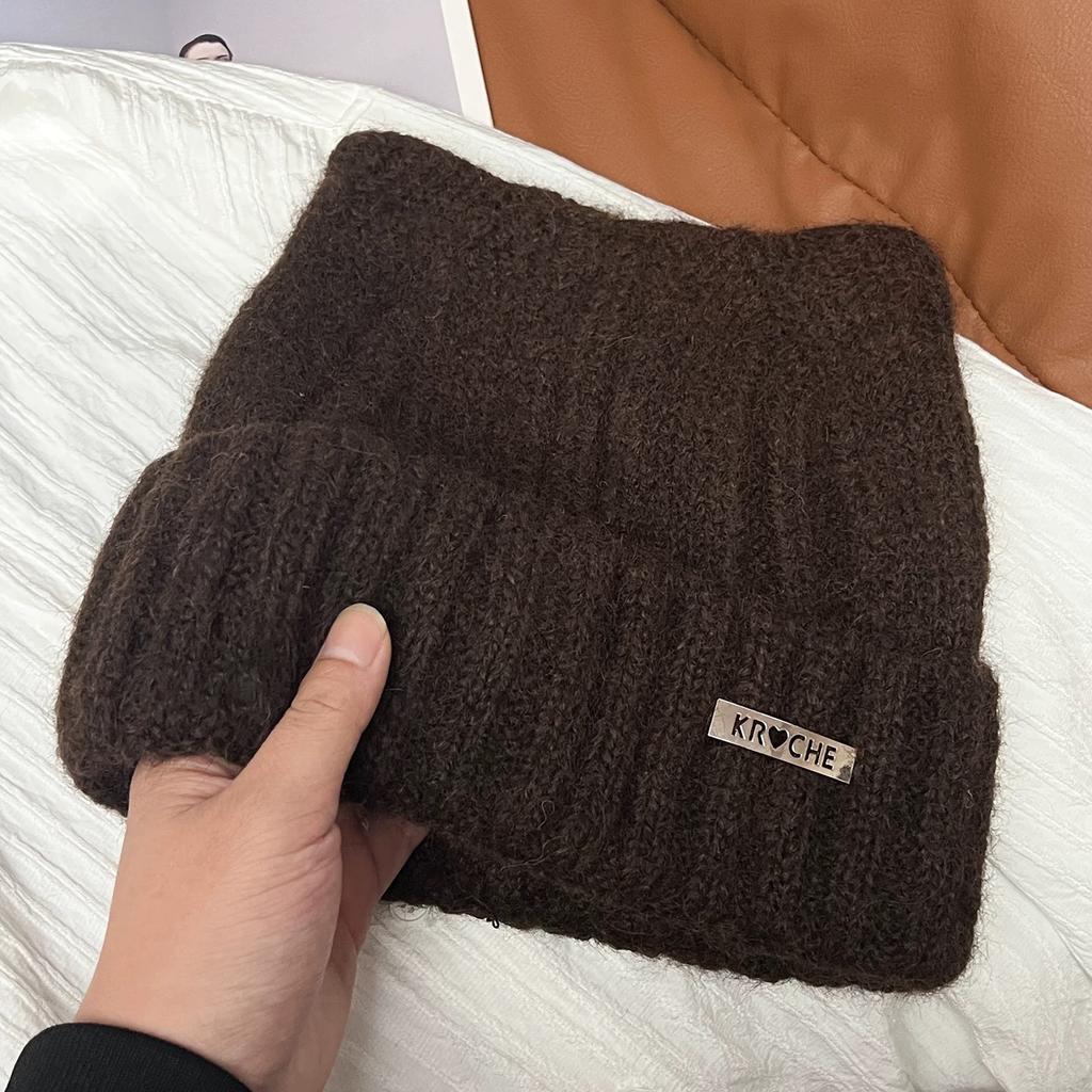 Cat ears wool hat big head circumference women's cute cold hat autumn and winter thickened cold-proof warm knitted fluffy hat