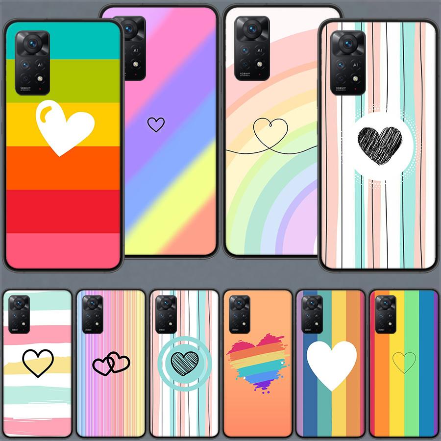 Rainbow Gradient Love Phone Case For Redmi Note 13 14 15 Pro Plus 12 13C 12C 15C 9 10 10C 9T 9C 9A TPU Soft Cover Clear Cell Cas