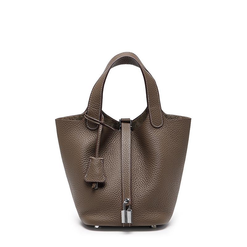 [New] High-quality First-layer Cowhide Niche Vegetable Basket Handbag Female, Genuine Leather Large-capacity High-end Bucket Bag