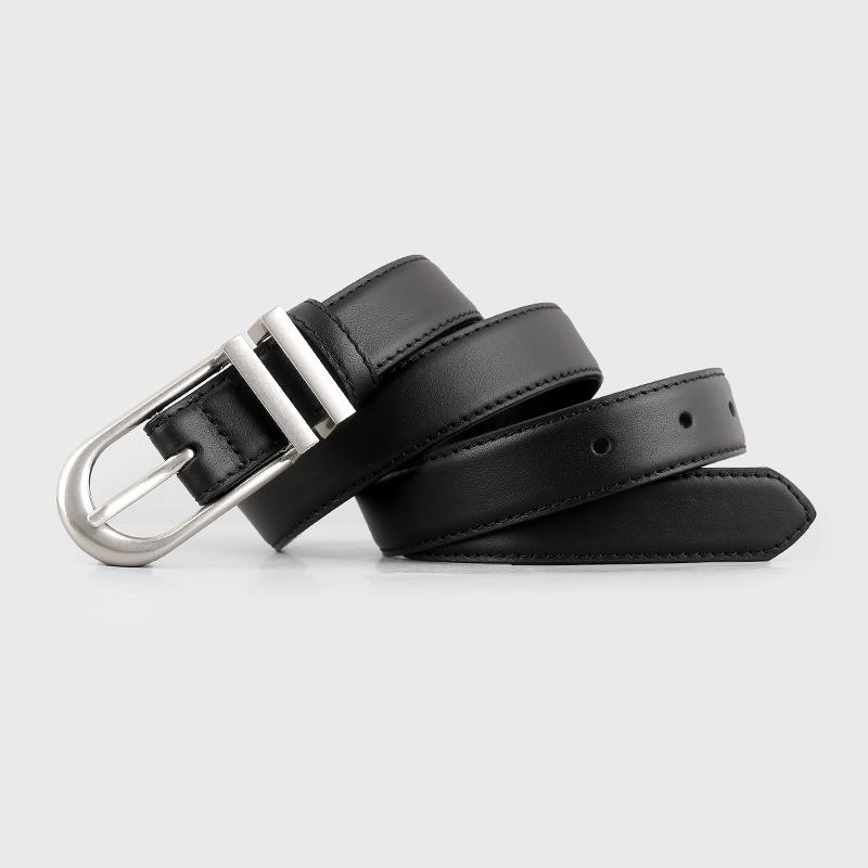Women S Genuine Leather Belt Silver Buckle For Jeans Casual Wear