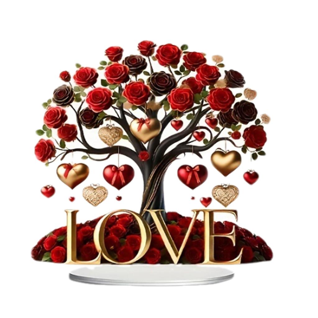 Valentine's Day Acrylic Rose Tree Sunshine Catcher Love Witness Decorative Flowers