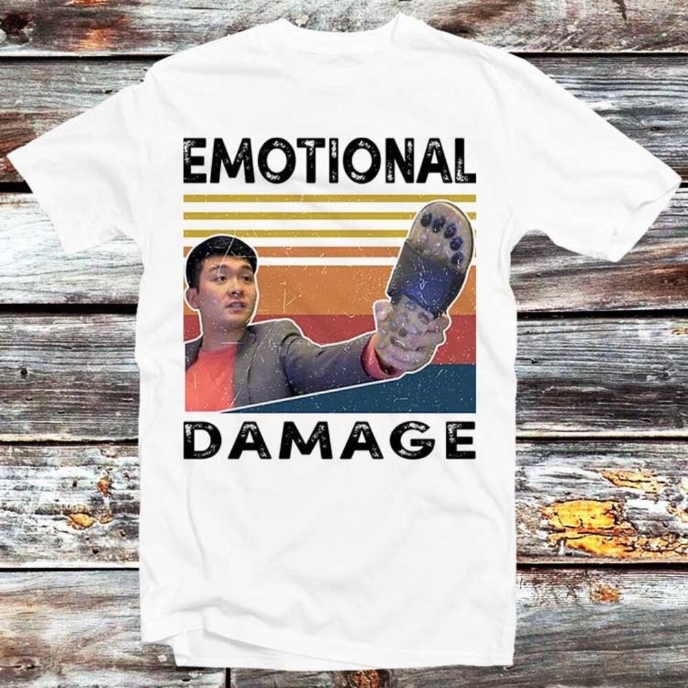 

230GSM 100% Cotton T-Shirt Emotional Damage Meme Funny Parody Joke T Shirt Vintage Retro Cool Gift Mens Womens Unisex Cartoon Anime Top Tee B327 XS белый