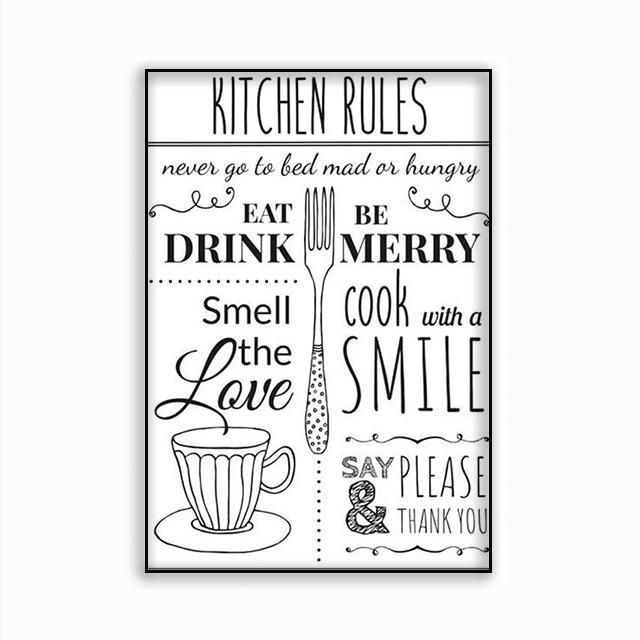 

Правила кухни, иллюстрация, печать на холсте, плакаты, кухонный настенный художественный декор, современная минималистичная картина, украшение на стену 21x30cm No Framed