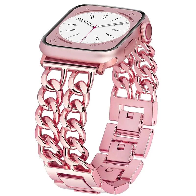 

New Apple Watch Strap for Watch Series Ultra 9 8 7 6 5 4 Bracelet 40 49 44 45 41MM Metal Chain Stainless Steel IWatch Watchstrap 42mm 44mm 45mm 49mm