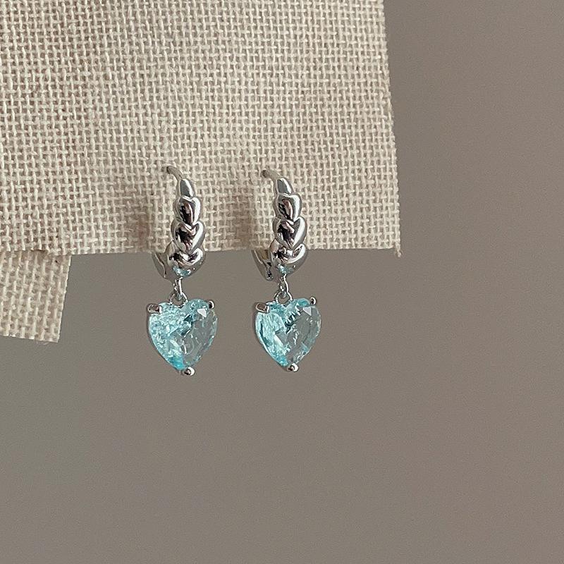 

Серьги-пряжки с синим кристаллом Love Ear Buckle женские летние маленькие свежие модные индивидуальные уникальные элегантные универсальные