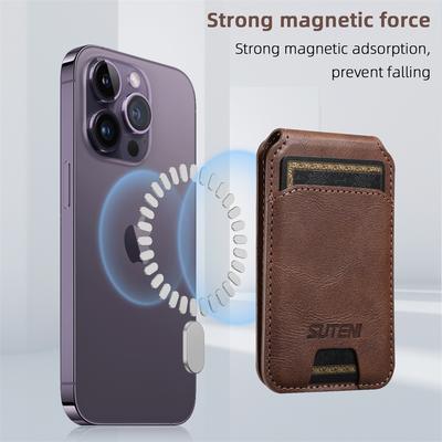 Flip Slot Card Bag Holder Magnetic Leather Wallet for iPhone 17 16 15 14 13 12 11 or Samsung S25 S24 S23 S22 Ultra Phone