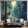 2D Lone Wolf in Foggy Woods Backdrop Photography Background Banner