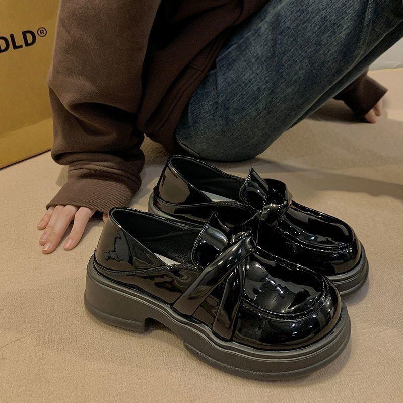 

Французская платформа маленькие кожаные туфли женские весна 2025 новые ретро одинарные туфли британские мокасины на платформе 40