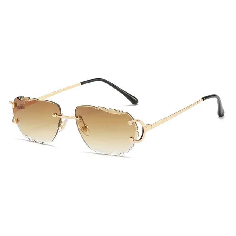Retro Sunglasses Women Designer Rimless Sun Glasses Fashion Shades Irregular Lens Ladies Frameless Eyewear