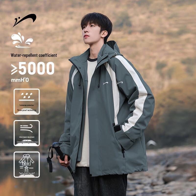 

Guirenniao Men s 3-in-1 Outdoor Windbreaker Jacket XL