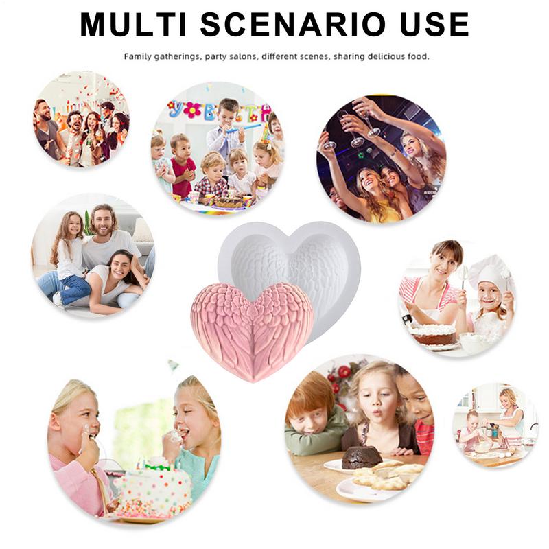 Silicone Molds For Baking Heart Candy Fondant Molds Creative Flexible Mould Realistic Feather Tool For Couples Making Bakery