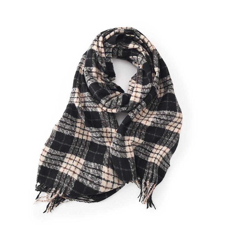 Scarf Women's Winter High End New Thickened Warm Scarf Plaid Shawl Versatile Autumn and Winter