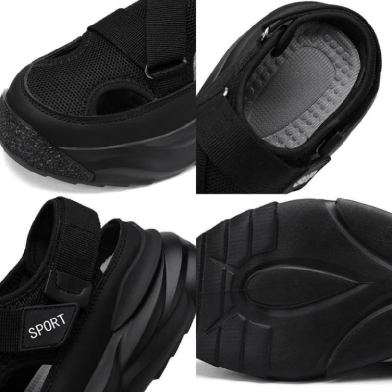 Fashion Summer Men's Fashionable Outdoor Sports Sandals with Anti Slip Toe Caps and Hollow Holes, Thick Soled Lightweight Beach Shoes