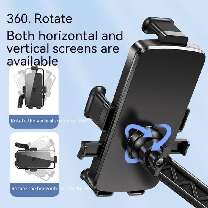 Support Téléphone Moto Rétroviseur, Anti-Chute Anti-Vibration Réglable Rotatif 360° - Noir