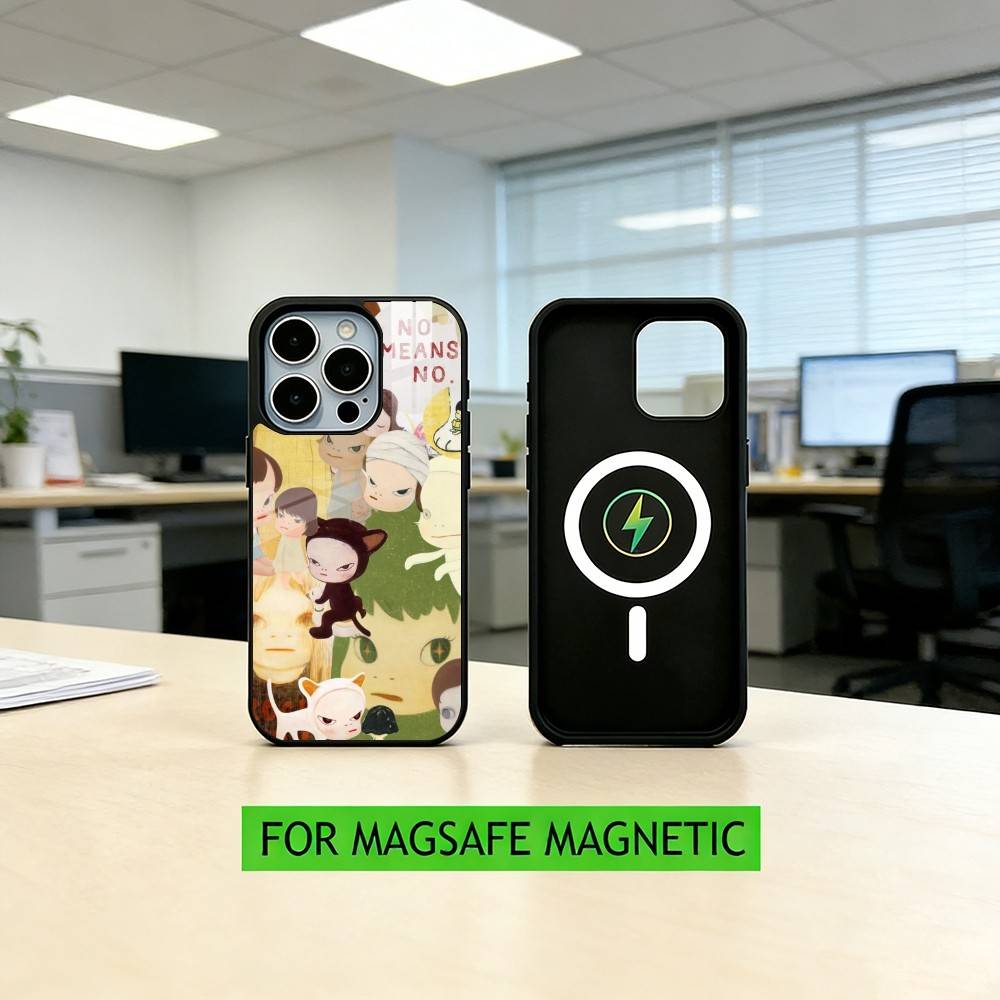 

Милый чехол для телефона Y-Yoshitomo N-Nara для iPhone 17, 16, 15, 14, 13, 12, 11 Plus, Pro, магнитный с Magsafe, беспроводная зарядка iPhone14PROMAX