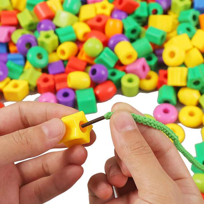 50Pcs Threading Beads For Toddlers Educational Montessori Occupational Therapy Sensory Toys Fine Motor Skills Activities