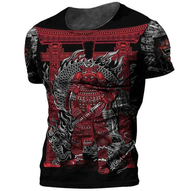 

Summer Japanese Samurai 3d Printed T-shirt Men Fashion Casual Personality Tees Street Round Neck Short Sleeve Sports T Shirts 4XL