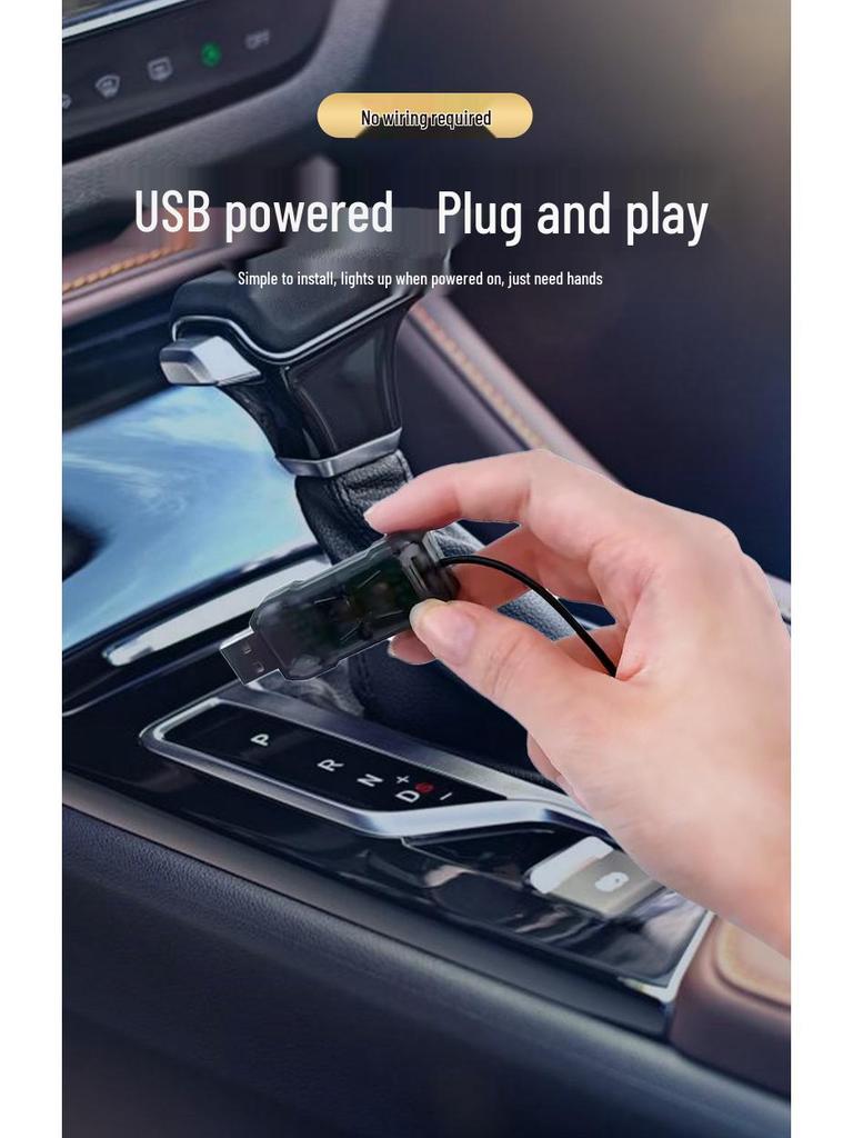 USB Voice-Controlled Car Ambient Light Strip: Wireless, Colorful Rhythm & Remote-Controlled Interior Light Guide