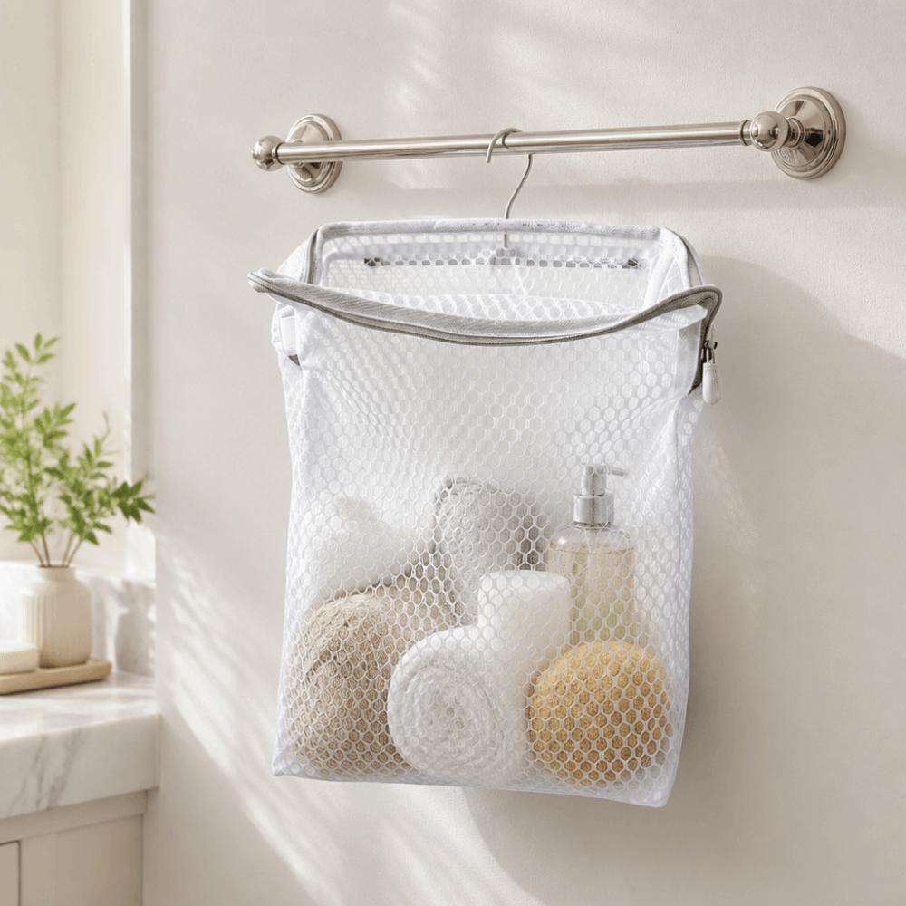 Mesh Design Hanging Storage Bag Large Capacity Hanging Mesh Bag Storage Organizer Kitchen Storage
