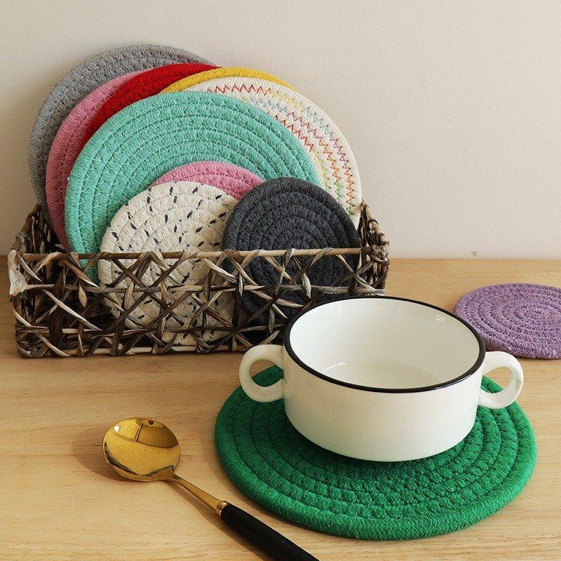 Minimalist Cotton Woven Coasters Coffee Table Decor Bohemian Cute Cup Coasters Heat-resistant Cup Coasters for Coffee Tea