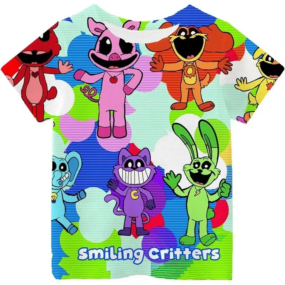 Children T Shirt Smiling Critters 3D Print Short Sleeve T-Shirt Cartoon Kids Tops Summer Clothing Casual Tee Kids Adults T-shirt