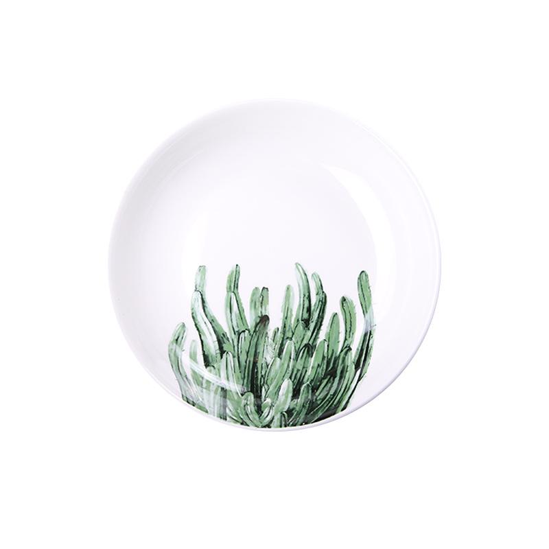 

Nordic Green Plant Plate Creative Ceramic Plate Household Meal Tray Fruit Plate Ins Tableware Ceramic Bowl Dish & Plate Set