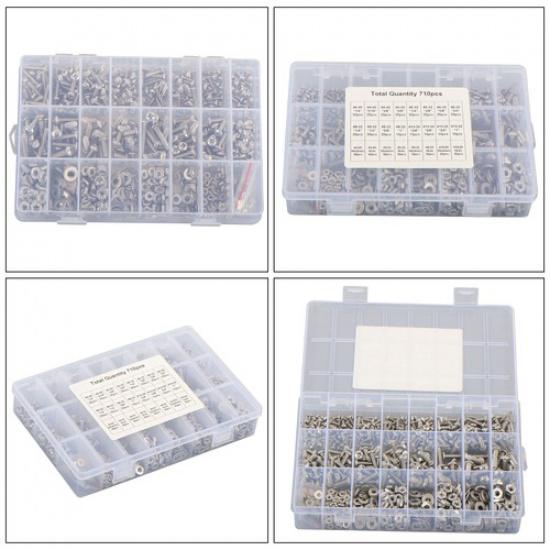 710pieces Machine Screw Assortment Assorted Nuts Bolts and Flat Washers Kit
