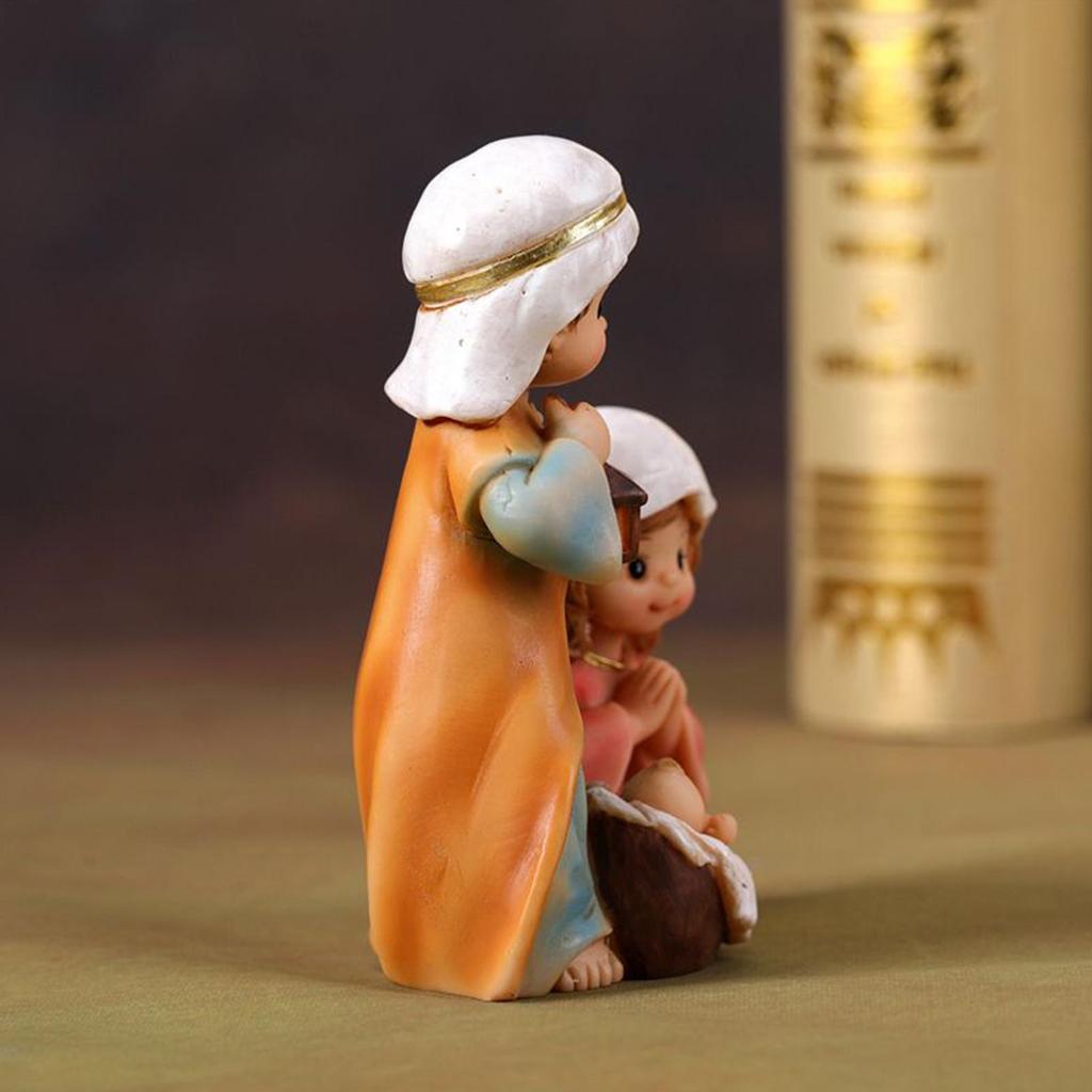 Nativity Figurines Resin Christmas Sculpture Decor Home Decoration Statue For Bookcase Window Sill Bookshelf Display Cabinet