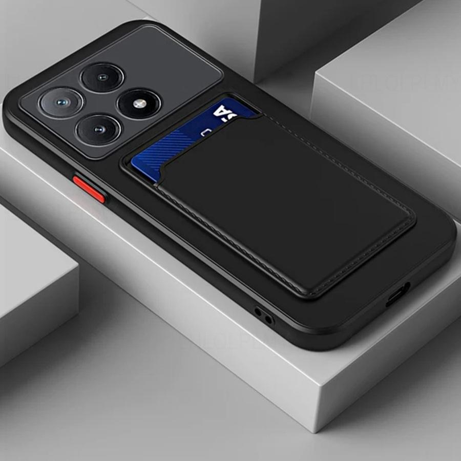 Wallet Card Holder Slot Back Soft Silicone Case For Xiaomi 14T 11T 13T 15T Poco C75 X7 F7 M8 Redmi A3 9C 13C 14C Note 9 10 11 12 13 14 15 Pro Cover
