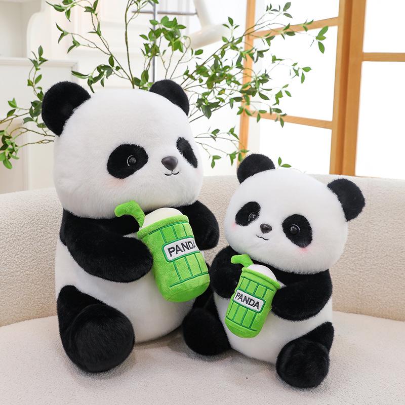 Cute milk tea panda plush toy children soothing pillow doll machine doll zoo souvenir