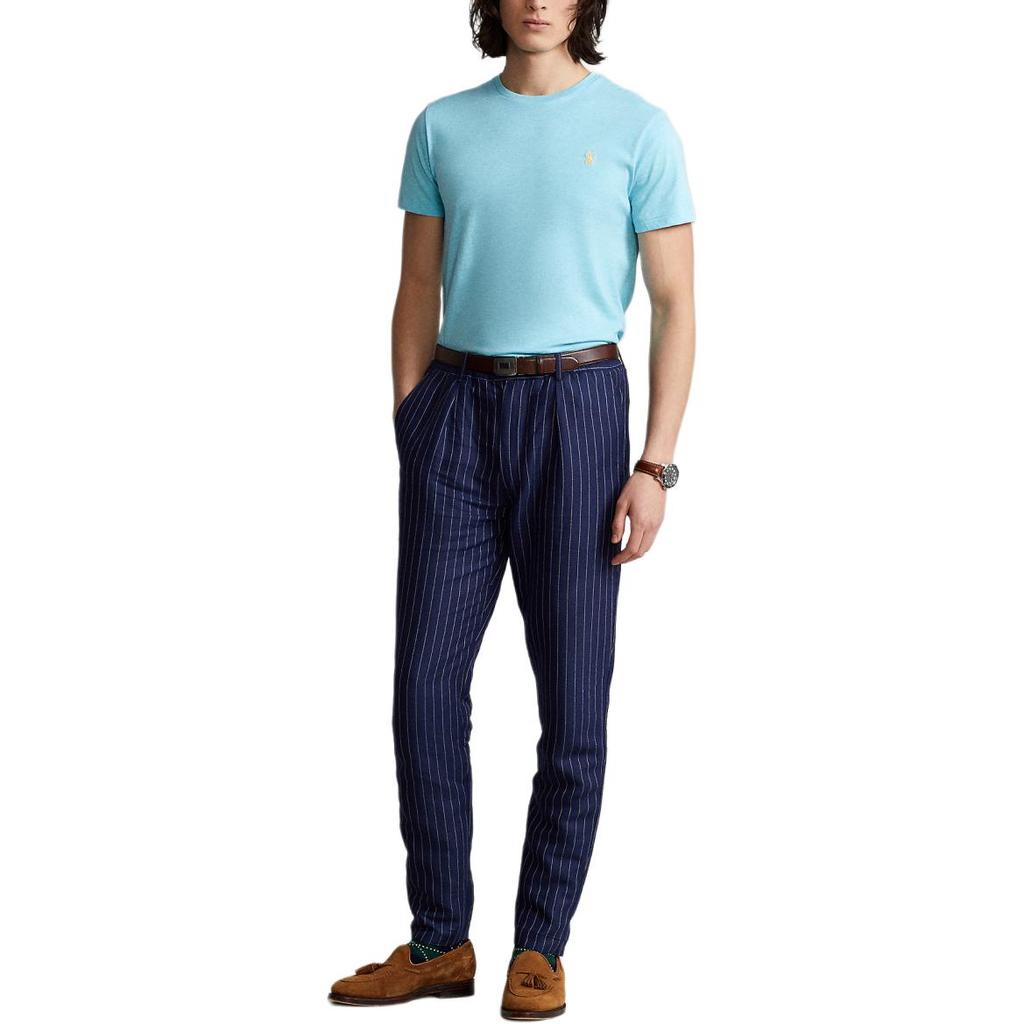 Polo Ralph Lauren Logo Embroidered Plain Knit Short Sleeve T-Shirt Men Tops Blue MNPOTSH1N821211-410