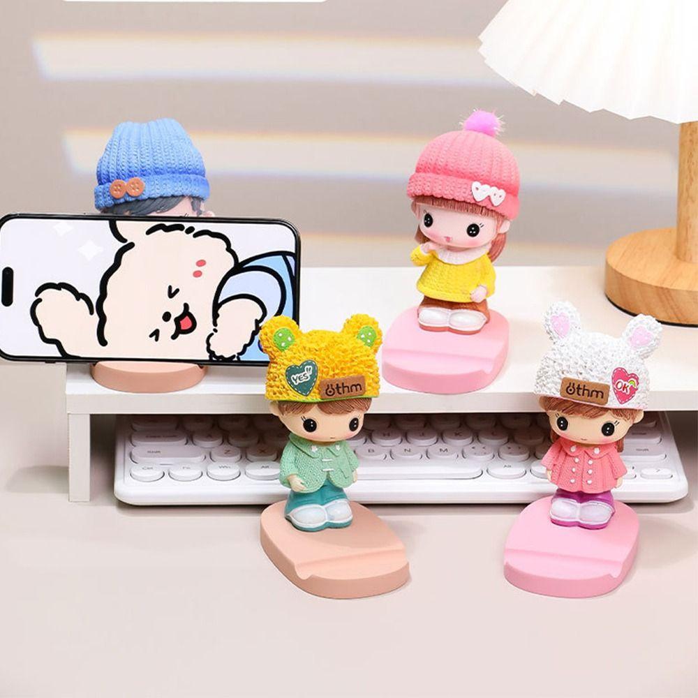 Anti Slip Cute  Mobile Phone Holder Figure Model Cartoon Phone Bracket  Watching Tv