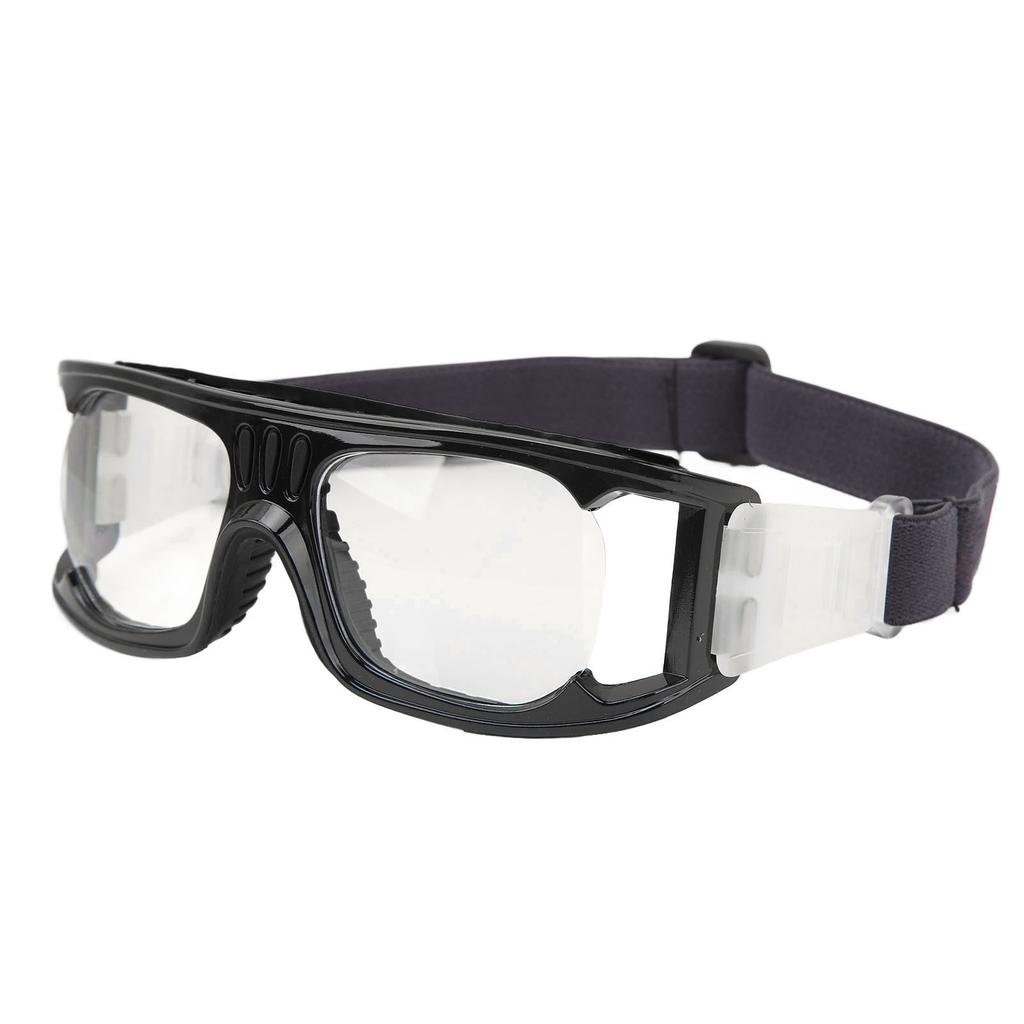 Sports Goggle Impact Resistant Fog Proof Safety Basketball Glasses with Adjustable Band for Running Cycling Black