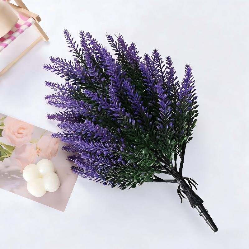 Flor de Lavanda Artificial com Espeto para Solo, Plantas de Lavanda Falsas Realistas para Jardim, Pátio e Decoração Externa