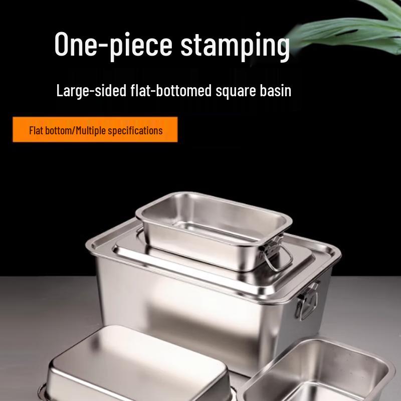 FATTBAO Stainless Steel Deep Rectangular Food Pan with Lid